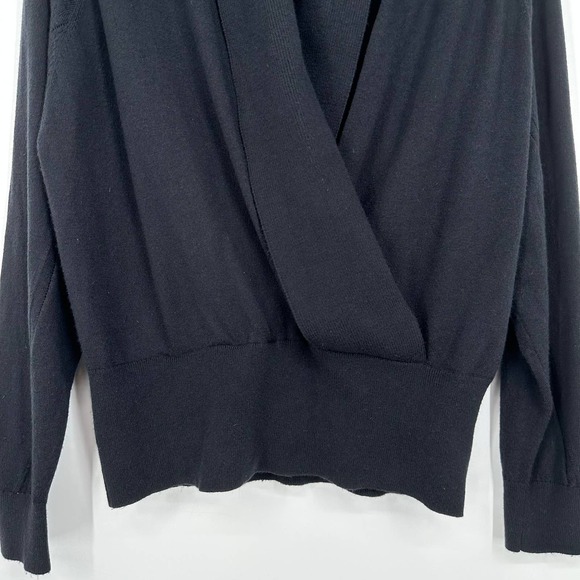 REISS Blanche Wrap Neck Jumper Draped Surplice Wrap Sweater, Black - Picture 8 of 16